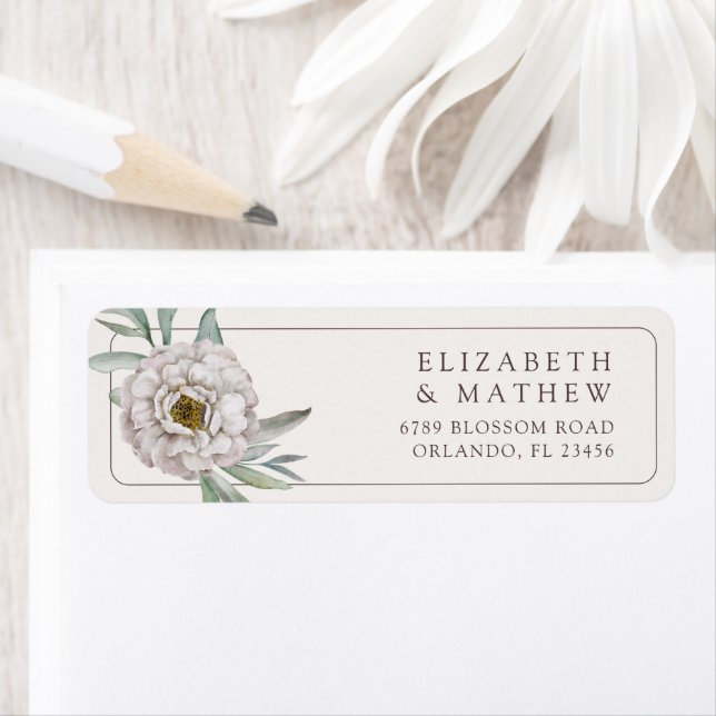 Elegant Cream & Brown Floral Wedding Label (Insitu)