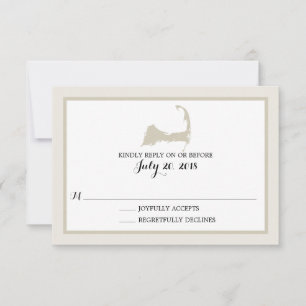 Elegant Cream Cape Cod Map Wedding RSVP