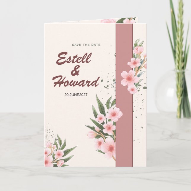 Elegant Cream Floral Wedding Invitation Einladung (Vorderseite)