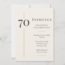 Elegant Cream & Gold 70. Geburtstag