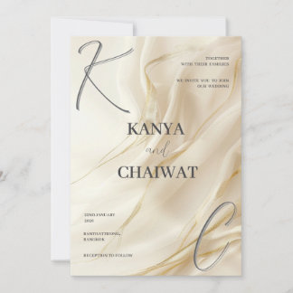 Elegant Cream Gold Wedding Invitation | Minimalist Feiertagskarte