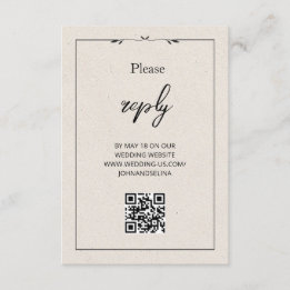 Elegant Cream Modern Text And QR Enclosure Card Begleitkarte