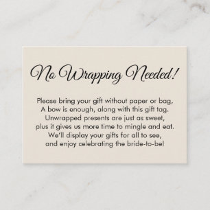 Elegant, Cream No Wrapping notwendig! Brautparty Begleitkarte