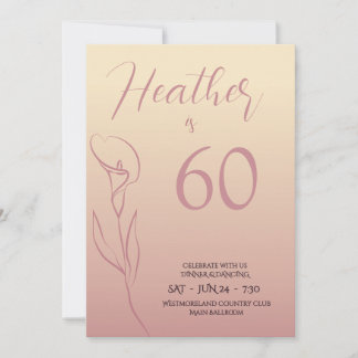 Elegant Cream Pink Floral 60th Birthday Invitation Karte