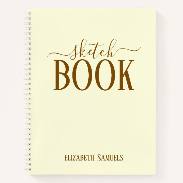Elegant Cream Sketch Book with name gift for her Notizbuch (Vorderseite)