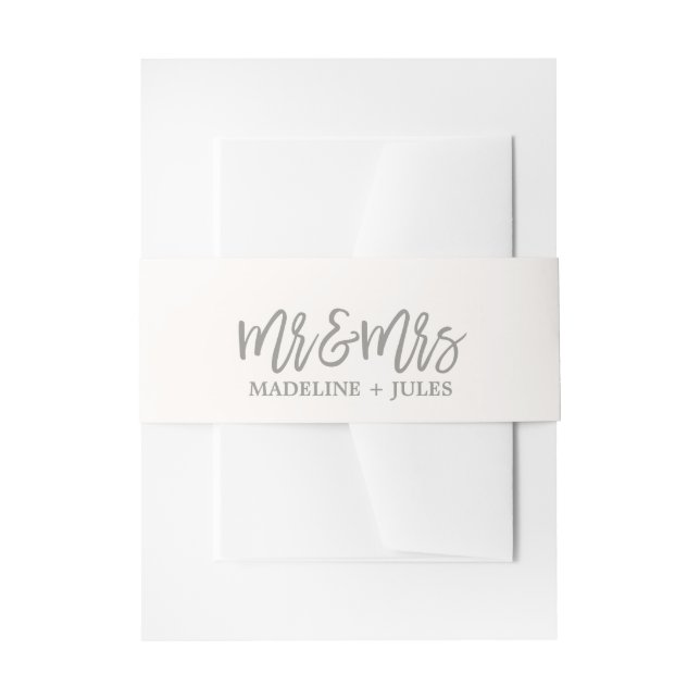 Elegant Cream White und Gray "Mr & Mrs." Wedding Einladungsbanderole (Vorderseite Beispiel)