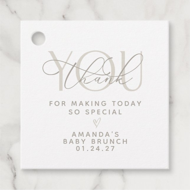 Elegant Creamy Neutral Danke Geschenkanhänger (Vorderseite)