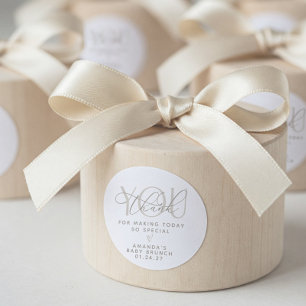 Elegant Creamy Neutral Danke Runder Aufkleber