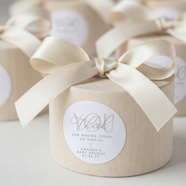 Elegant Creamy Neutral Danke Runder Aufkleber (Elegant Neutral Thank You Sticker)