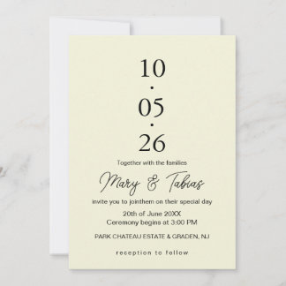 Elegant Creamy White Minimalist Wedding Einladung