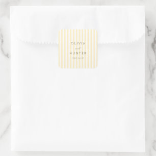 Elegant creme gestreifter Minimalist Quadratischer Aufkleber