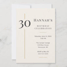 Elegant Creme & Gold 30. Geburtstag