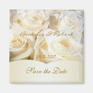 Elegant - Creme Rose Save the Date Magnet