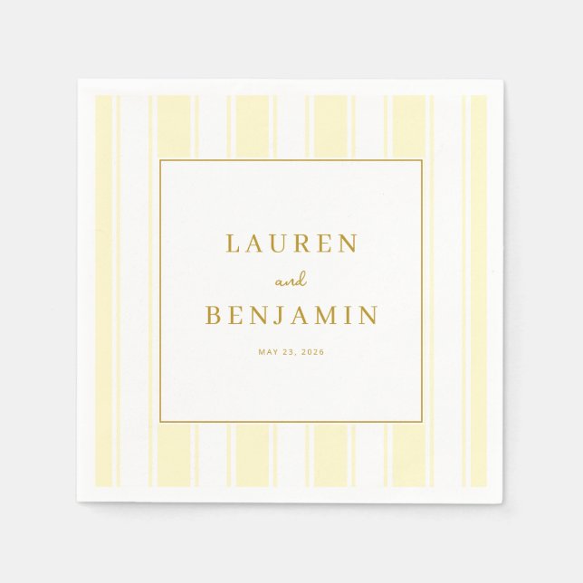 Elegant cremefarben gestreift minimalistisch serviette (Vorderseite)