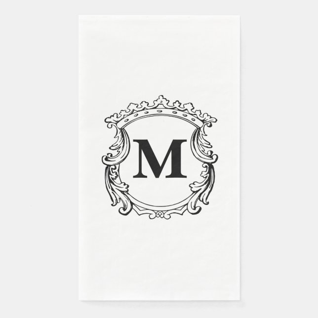 Elegant Crest Custom Monogram  Serviette (Vorderseite)