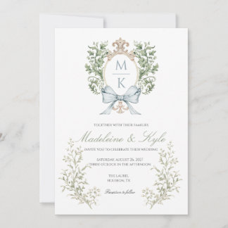 Elegant Crest Monogram Wedding Invitation Einladung