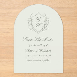 Elegant Crest Wreath Save the Date Acryleinladungen
