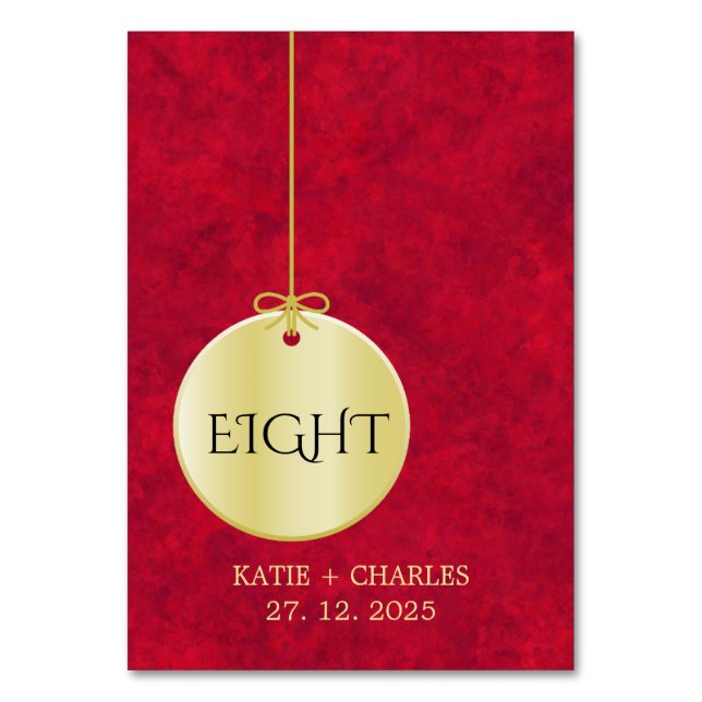 Elegant Crimson Gold Luxury Royal Tischnummer (Vorderseite)