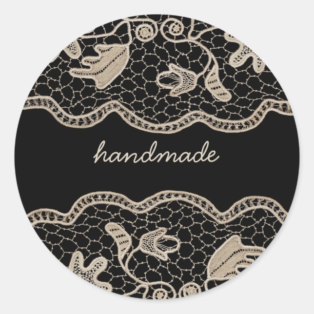 Elegant Crochet Lace Runder Aufkleber (Vorderseite)