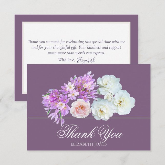 Elegant Crocus & Rose Bridal Shower Thank You Card Dankeskarte (Vorne/Hinten)