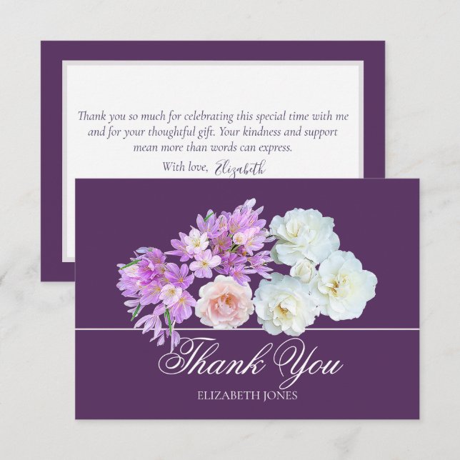 Elegant Crocus & Rose Bridal Shower Thank You Card Dankeskarte (Vorne/Hinten)
