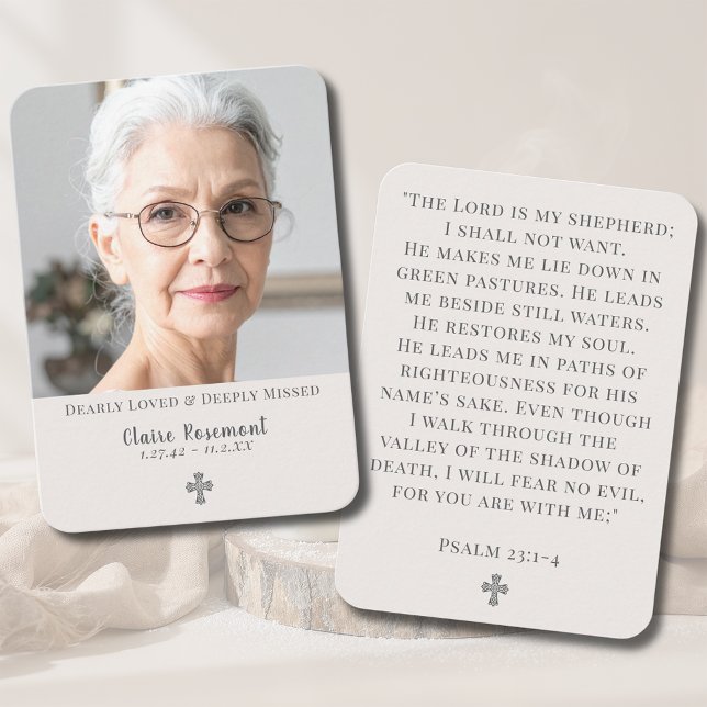 Elegant Cross Photo Funeral Prayer Card Visitenkarte (Elegant Cross Photo Funeral Prayer Card

)