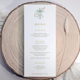 Elegant Cross Sage Botanical Watercolor Baptism Menükarte