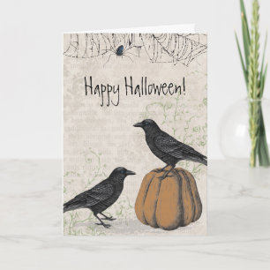 Elegant Crow Happy Halloween Karte