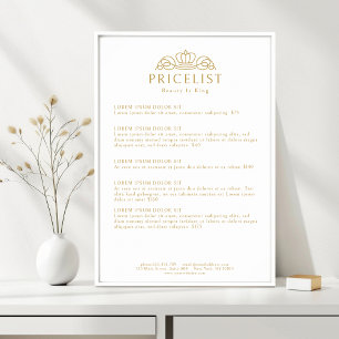 Elegant Crown Logo Weiß Salon Preisliste Poster