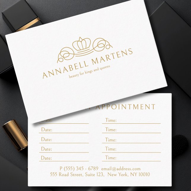 Elegant Crown Salon White Terminkarte (Elegant Crown Salon White Appointment Card)