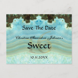 Elegant Crystal Blue Sweet 16 Save the Date Ankündigungspostkarte