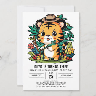 Elegant Cub Tiger Digital Geburtstag Einladung