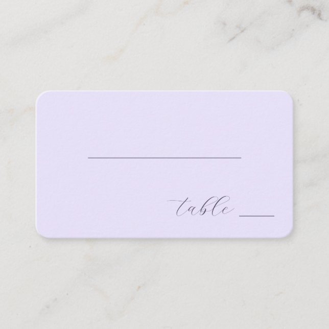 "Elegant Cursive Lavender Minimalist" Platzkarte (Vorderseite)