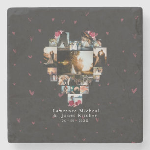 Elegant Custom 18 Foto Herz geformt für sie Steinuntersetzer