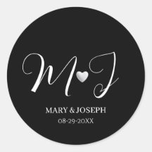 Elegant Custom Black And White Wedding Monogram 