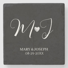 Elegant Custom Black And White Wedding Monogram  Steinuntersetzer