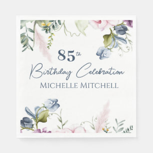 Elegant Custom Blue Pink 85. Geburtstag Serviette