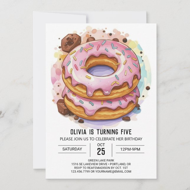 Elegant Custom Donuts Geburtstag Einladung (Vorderseite)