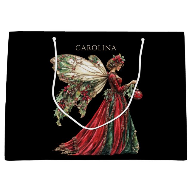 Elegant Custom Fairy Christmas Große Geschenktüte (Vorderseite)