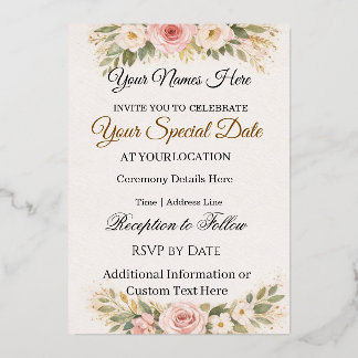 Elegant Custom Floral Wedding Invitations Design Folieneinladung