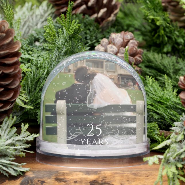Elegant Custom Foto Geschenk 25. Hochzeitstag Schneekugeln (Winter)