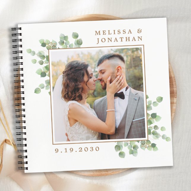 Elegant Custom Foto Greenerity Wedding Guest Book Notizbuch (Von Creator hochgeladen)
