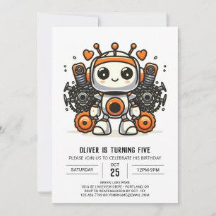 Elegant Custom Gears Robot Birthday Einladung
