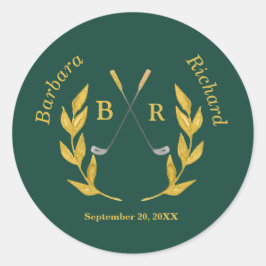 Elegant Custom Golf Theme Wedding Runder Aufkleber