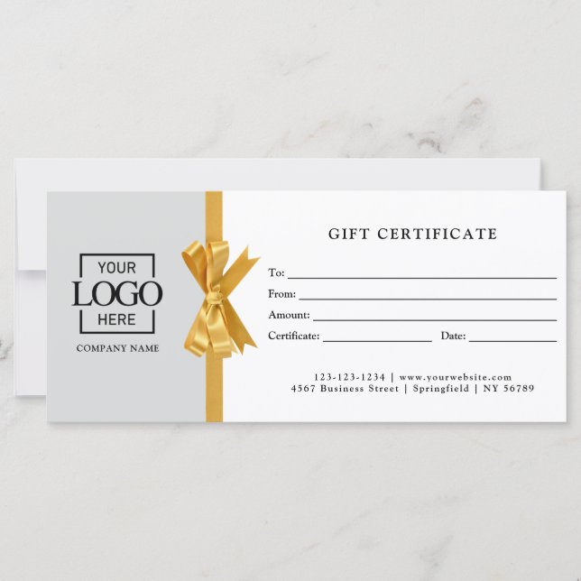 Elegant Custom Gray Business Gift Certificate (Vorderseite)