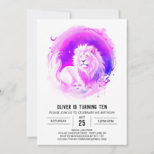 Elegant Custom Lion Birthday Einladung