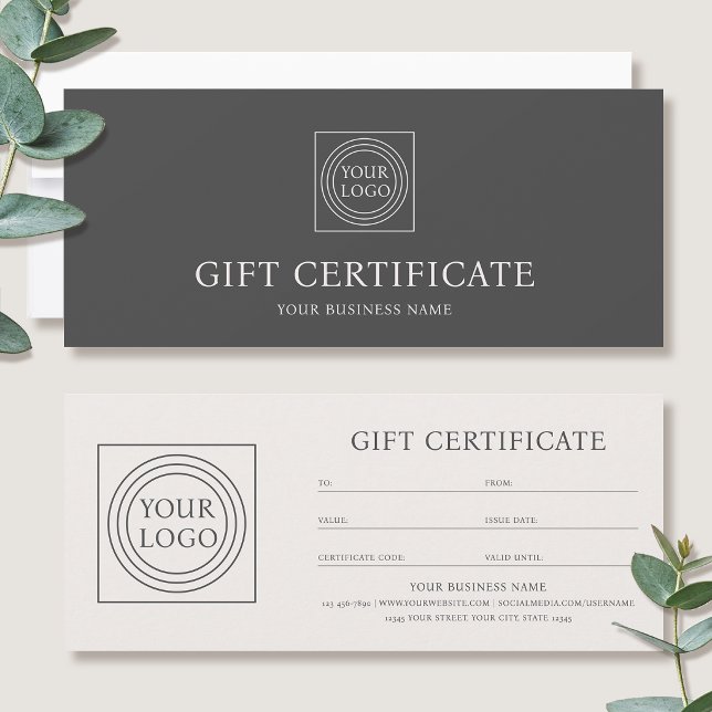 Elegant Custom Logo Gift Certificate Off-white (Von Creator hochgeladen)