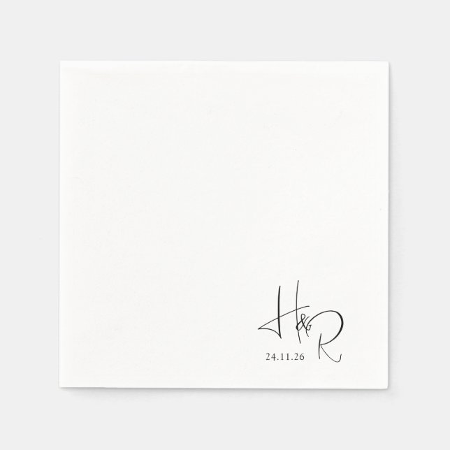 Elegant Custom Monogram Wedding Napkins Serviette (Vorderseite)