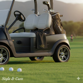 Elegant Custom Name and Initials Golf Towel Design Golfhandtuch