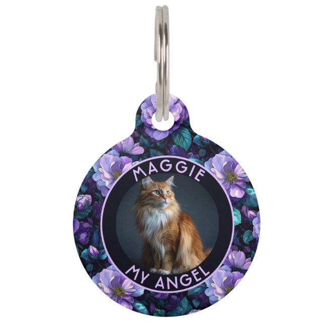 Elegant Custom Pet Owner Gift Gardenias Flower Haustiermarke (Vorderseite)